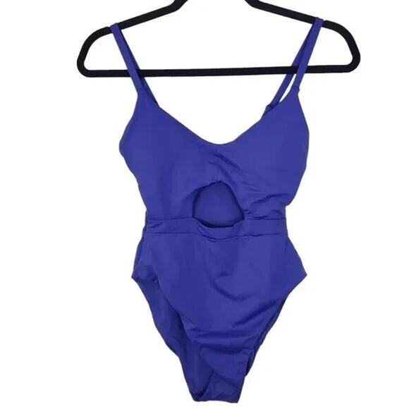NWT Andie The Samoa Cutout OnePiece Swimsuit Removable Cups XL Lapis Purple - Picture 2 of 12